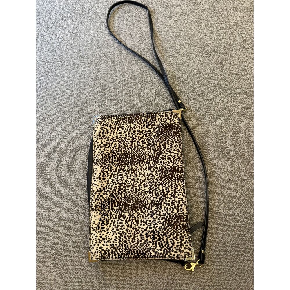 Zara Woman Black Crossbody Bag Gold Hardware Strap Animal Print
